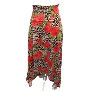 NWT LuLaRoe Olivia High-Low Maxi Skirt Leopard & Vibrant Roses Size 2XL (22-24)